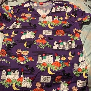 Charlie Brown Halloween scrub top